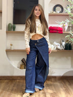 JEAN AZUL SILUETA WIDE LEG TIPO PAREO