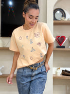 CAMISETA OVERSIZE ILUSTRADA  "SI NO SON TUS METAS NO TE METAS"